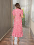MULMUL PINK FLORAL JAAL BLOCK PRINTED DRESS MULMUL PINK FLORAL JAAL BLOCK PRINTED DRESS
